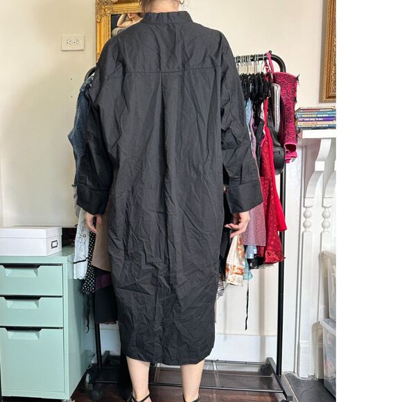 Zara Oversized Black Button-up Midi Dress Size S - Picture 3 of 4